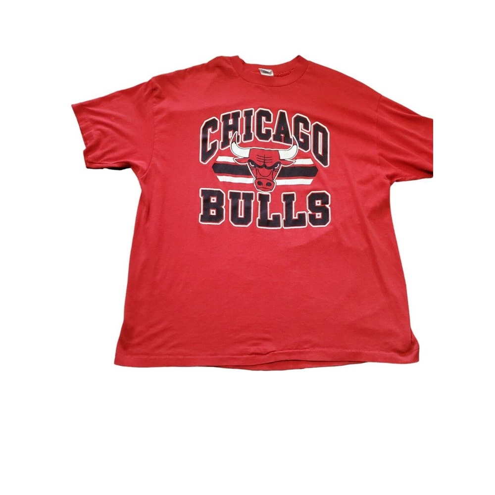 Vintage Trench Tag Chicago Bulls Red L Single Stitch T-Shirt VTG
